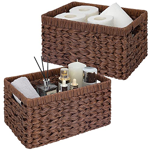 GRANNY SAYS Wicker Storage Baskets Rectangle Wicker Basket Sets for Storage Woven Storage Baskets for Shelves Brown 2Pack
