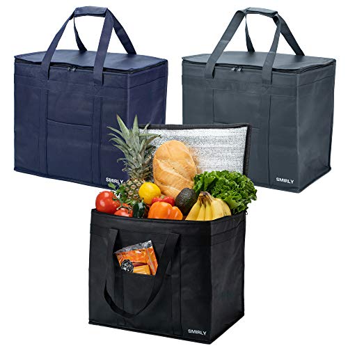 SMIRLY Large Insulated Bag Set Insulated Bags for Food Transport Insulated Food Delivery Bag Reusable Insulated Grocery Bags Large Insulated Cooler Bag Insulated Thermal Bags for Cold and Hot Food