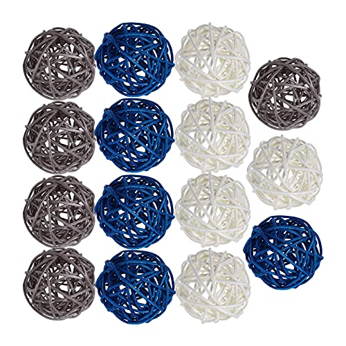 Newmind 2415Pcs Mixed Natural Wicker Rattan Balls Handmade Decorative Crafts Wedding Table Centerpieces Bowls Christmas Home Aromatherapy Garden Fall Accents  Blue Gray White 15