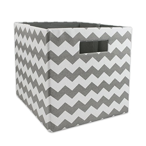 DII Hard Sided Collapsible Fabric Storage Container for Nursery Offices Home Organization 11x11x11 - Chevron Gray