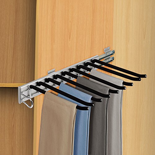 Kaleep Pull-Out Closet Valet Rod Adjustable Wardrobe Clothing Rail Pants Clothes Hangers 9 Arms