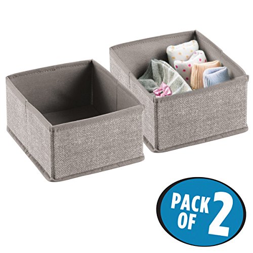 mDesign Fabric Dresser Drawer Storage Organizer for Baby Clothes Diapers Wipes - Pack of 2 Small Linen